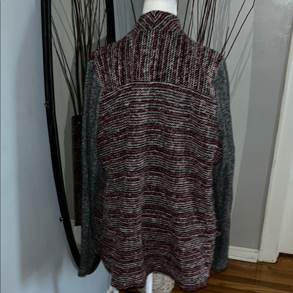 Lucky Brand Red and Gray Striped Cardigan - Picture 4 of 7